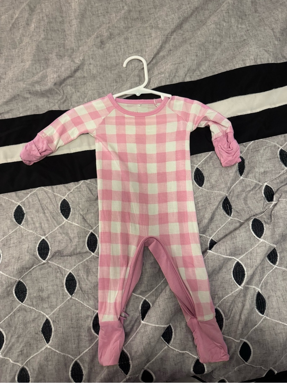 Little Sleepies Pink Gingham Cresent Zippy